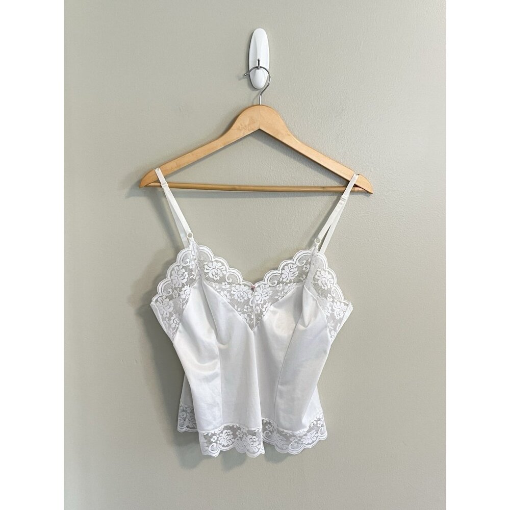 Vintage Sears Satin & Lace Camisole Rosette Cottage Core Coquette Lolita Sz 36‎